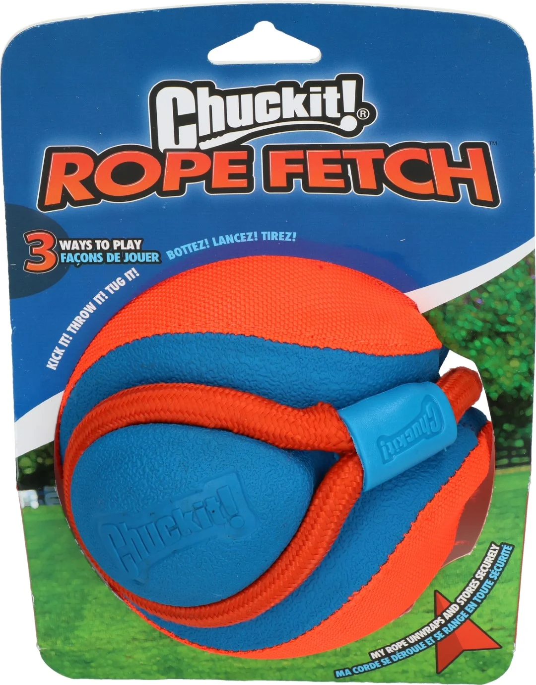 Balle pour chien avec corde et poignée, flottante, ø 13 cm – Chuckit! Rope Fetch – Image 1