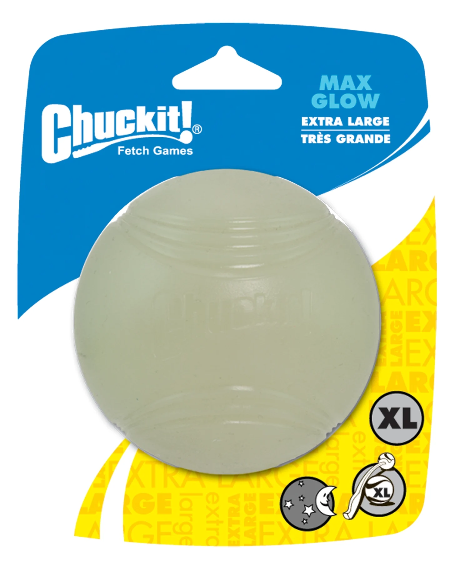 Balle pour chien en caoutchouc, lumineuse, Ø 9 cm – Chuckit! Max Glow XL – Image 1