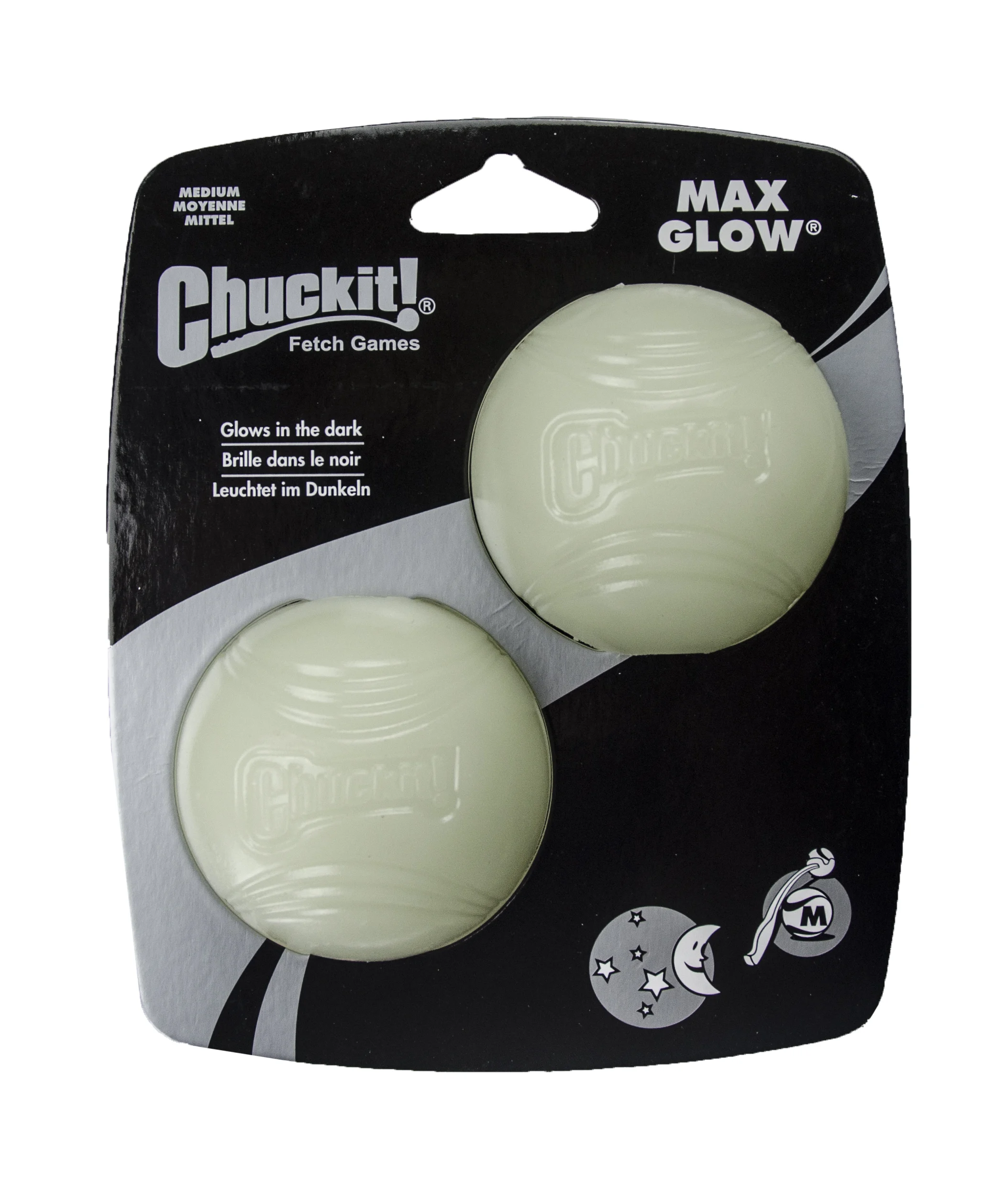 Balle pour chien en caoutchouc, lumineuse, Ø 6 cm, 2 pièces – Chuckit! Max Glow M – Image 1
