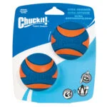 Balle en caoutchouc avec couineur pour chien M, ø 6 cm, 2 pièces – Chuckit! Ultra Squeaker Ball