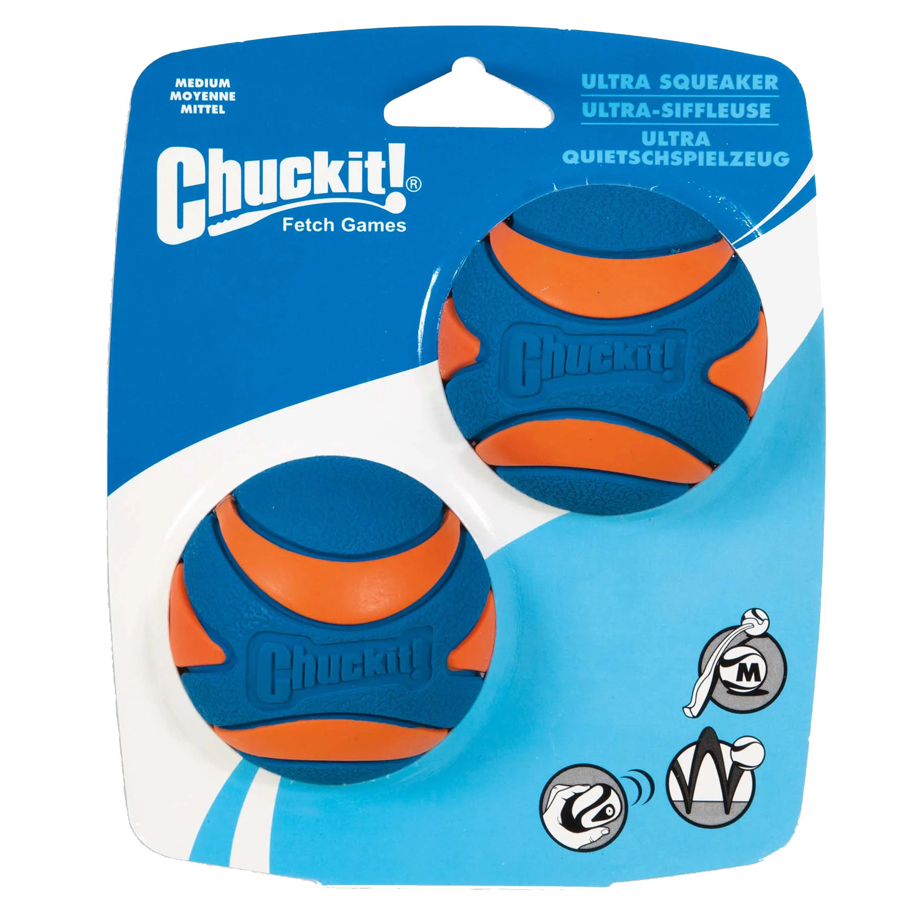 Balle en caoutchouc avec couineur pour chien M, ø 6 cm, 2 pièces – Chuckit! Ultra Squeaker Ball – Image 1