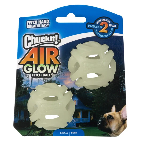 Balle lumineuse pour chien S, flottante, 4,5 cm, 2 pièces – Chuckit! Air Glow Fetch Ball