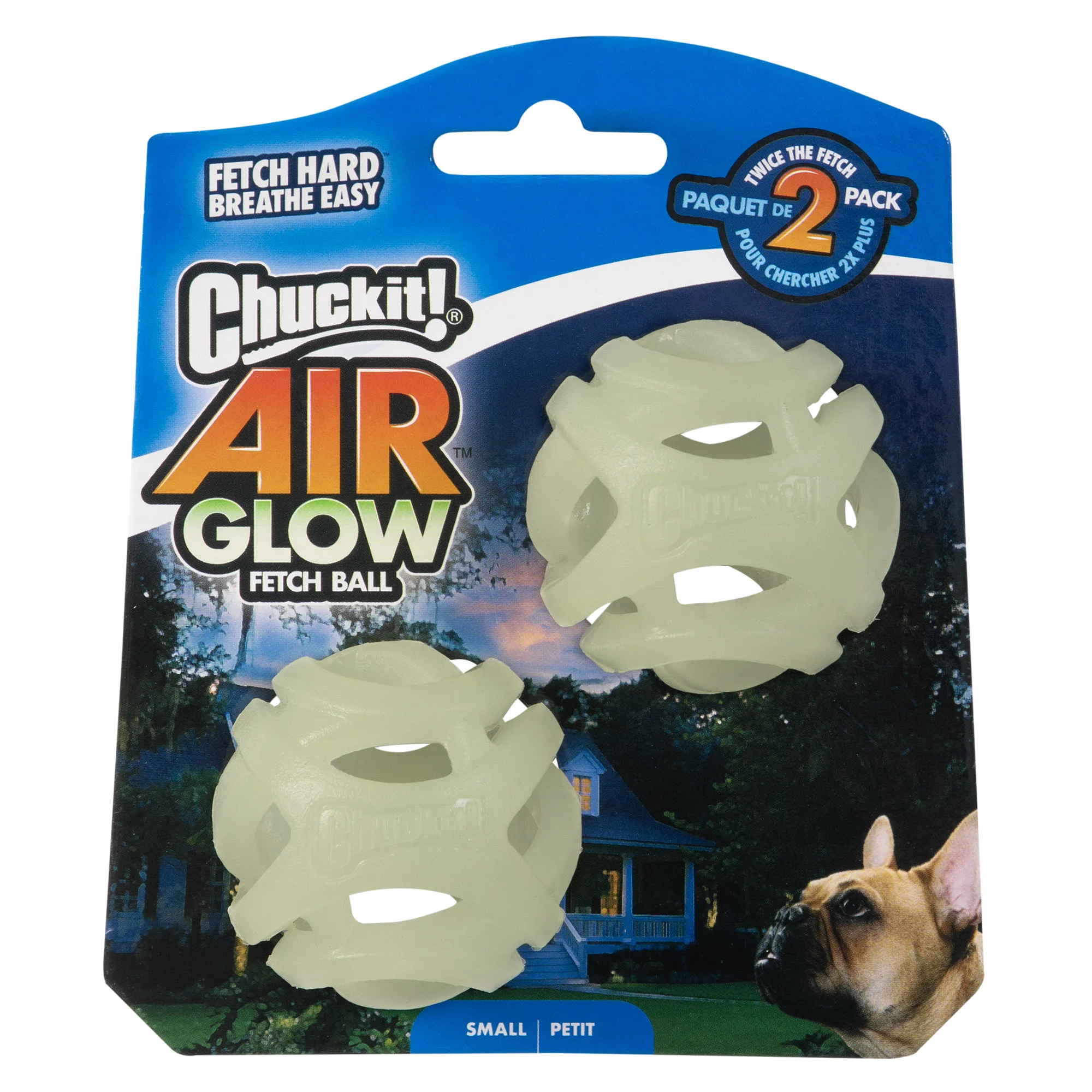 Balle lumineuse pour chien S, flottante, 4,5 cm, 2 pièces – Chuckit! Air Glow Fetch Ball – Image 1