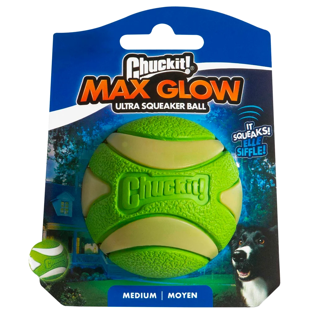 Balle pour chien couineuse lumineuse, Ø 6 cm – Chuckit! Max Glow Ultra Squeaker Ball M – Image 1