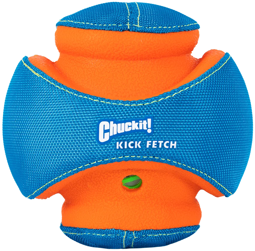 Balle pour chien sonore avec zones de morsure en caoutchouc, Ø 14 cm – Chuckit! Giggle Kick Fetch – Image 2