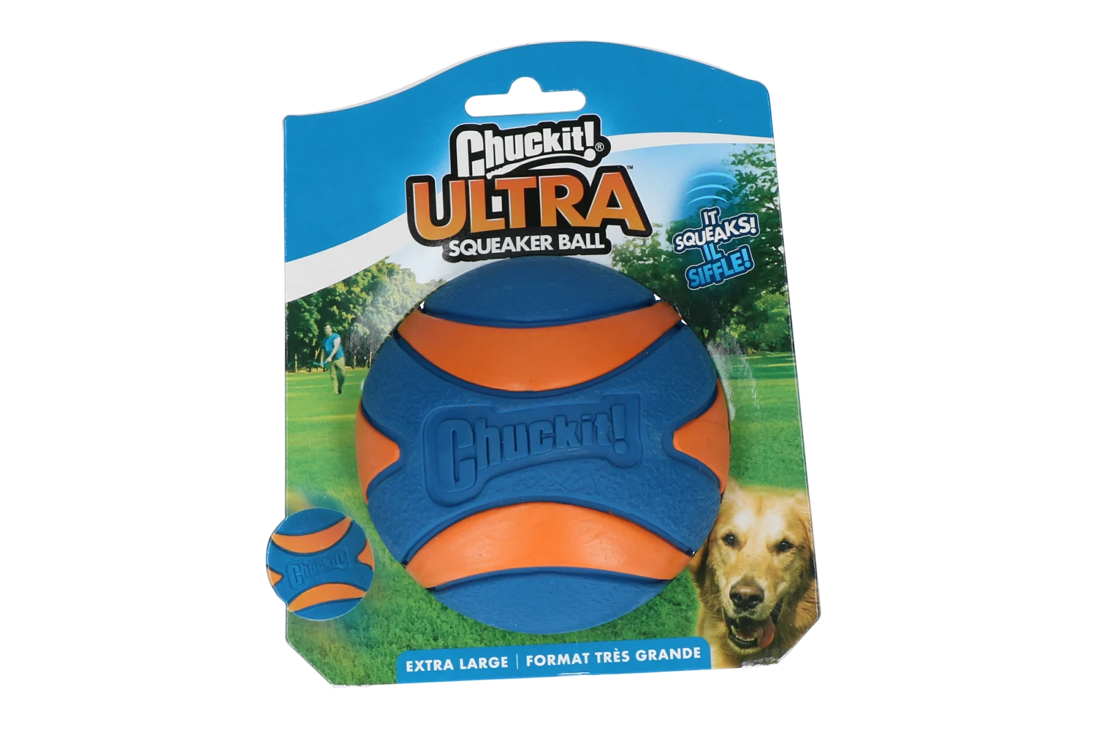 Balle pour chien en caoutchouc avec couineur, XL 9 cm, 1 pièce – Chuckit! Ultra Squeaker Ball – Image 1