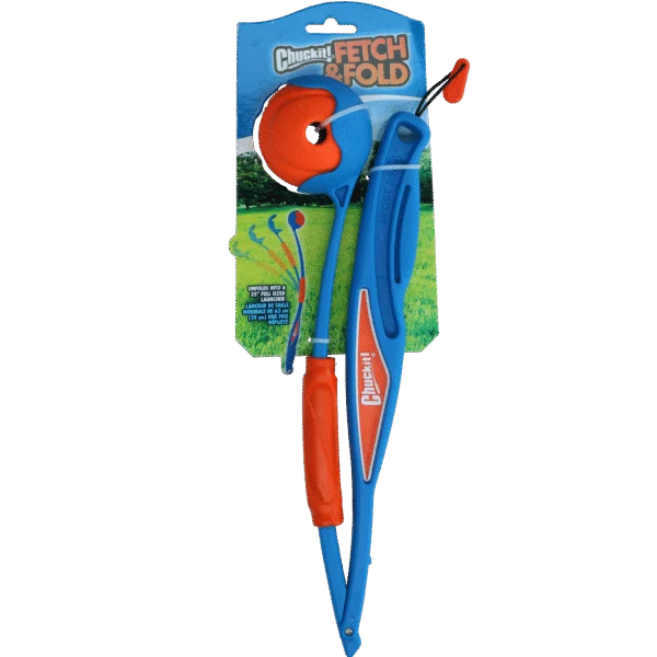 Lanceur de balles avec balle en caoutchouc, pliable, 63 cm une fois déplié – Chuckit! Fetch & Fold Launcher Original