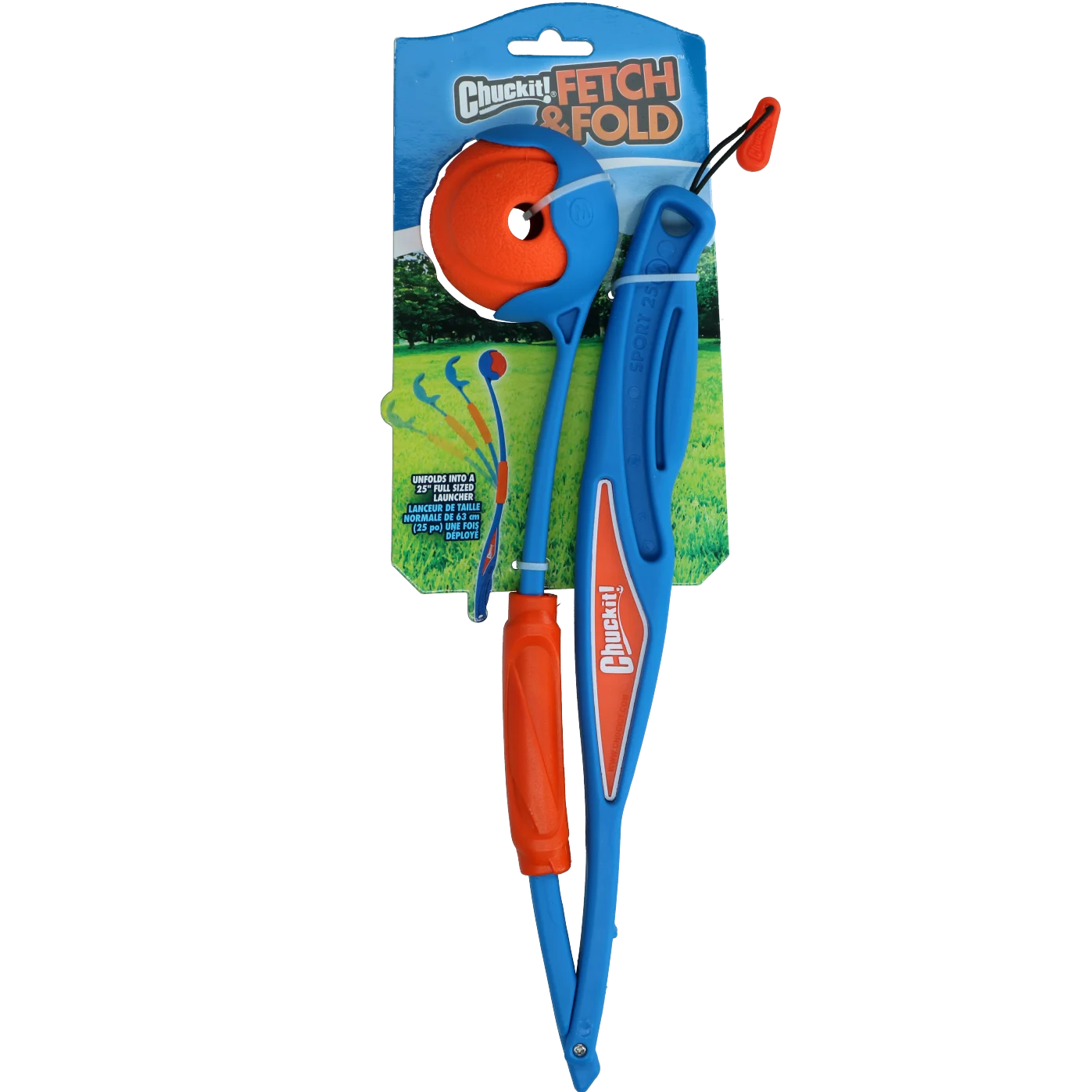 Lanceur de balles avec balle en caoutchouc, pliable, 63 cm une fois déplié – Chuckit! Fetch & Fold Launcher Original – Image 1