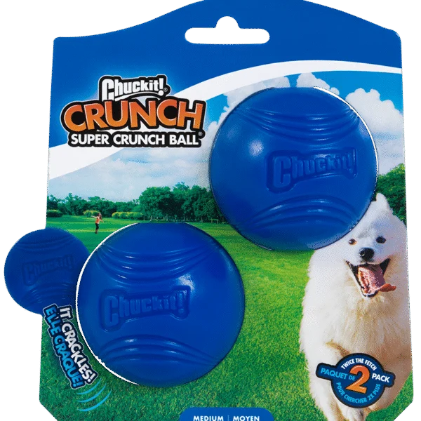 Balle pour chien avec crépitement M, ø 6 cm, 2 pièces – Chuckit! Super Crunch Ball