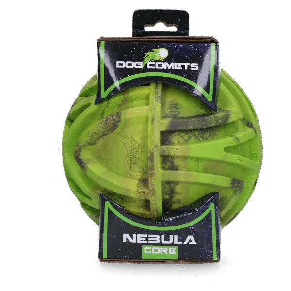 Balle de rapport à relief et rebond imprévisible, verte, Ø 18 cm – Dog Comets Nebula Core