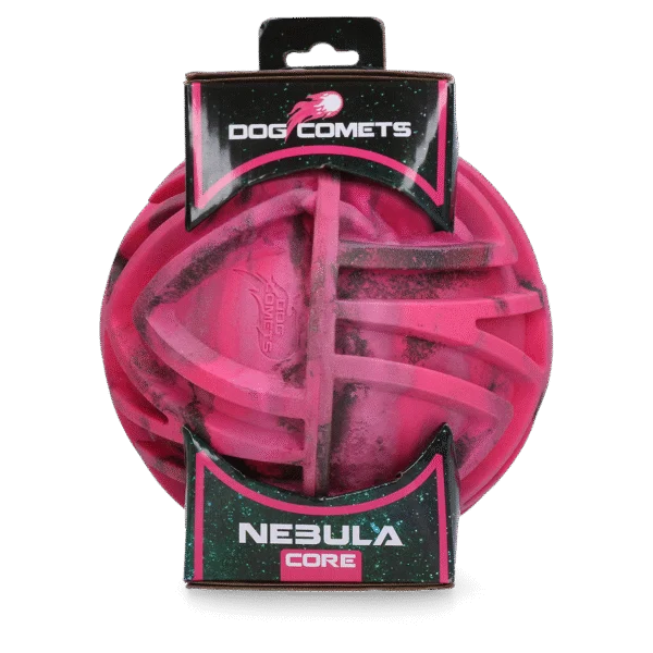 Balle de rapport avec relief et rebond imprévisible, rose, Ø 18 cm – Dog Comets Nebula Core