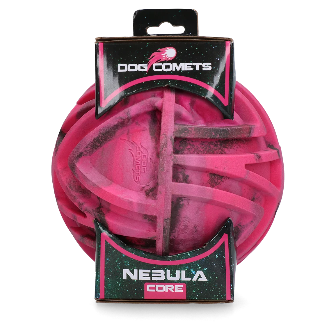 Balle de rapport avec relief et rebond imprévisible, rose, Ø 18 cm – Dog Comets Nebula Core – Image 1