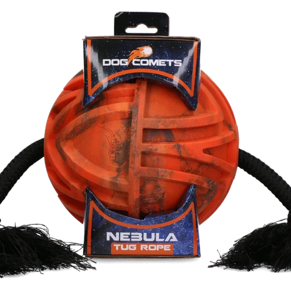 Balle pour chien avec corde traversante et nœuds, Ø 18 cm, orange – Dog Comets Nebula Tug Rope
