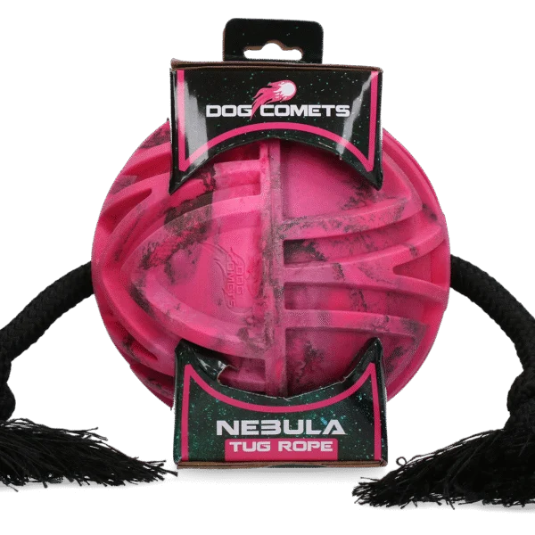 Balle pour chien avec corde traversante et nœuds, Ø 18 cm, rose – Dog Comets Nebula Tug Rope
