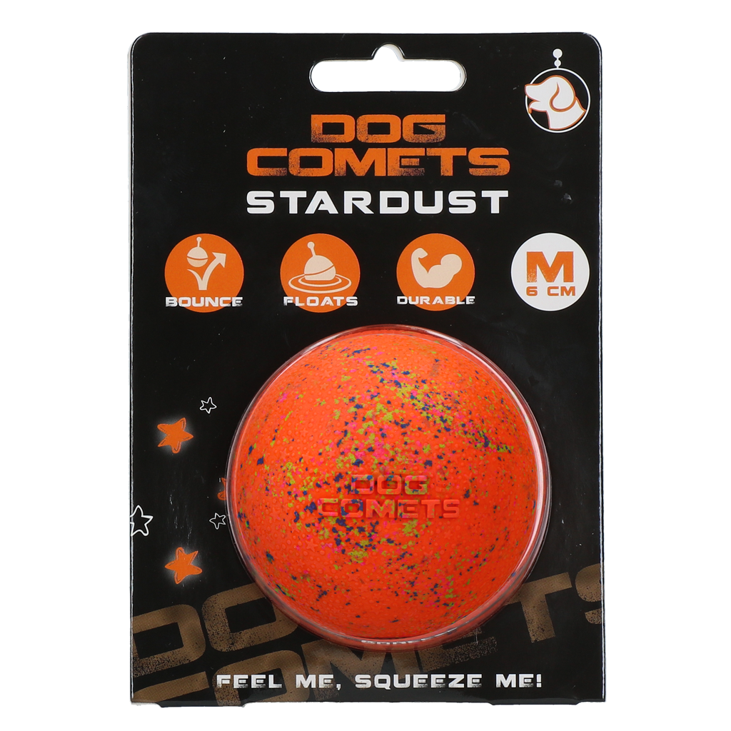 Hondenbal van Rubber M, 6 cm, Oranje – Dog Comets Stardust Balle pour chien en caoutchouc M, 6 cm, orange – Dog Comets Stardust