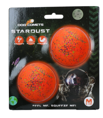 Balle pour chien en caoutchouc M, 6 cm, orange, 2 pièces – Dog Comets Stardust