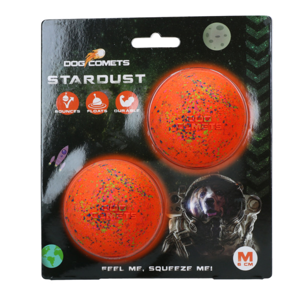 Balle pour chien en caoutchouc M, 6 cm, orange, 2 pièces – Dog Comets Stardust