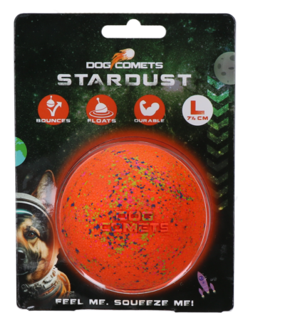 Balle pour chien en caoutchouc L, 7,5 cm, orange – Dog Comets Stardust