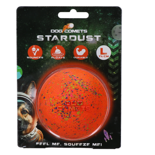 Balle pour chien en caoutchouc L, 7,5 cm, orange – Dog Comets Stardust