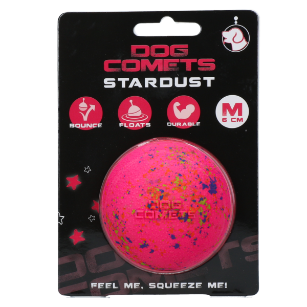 Balle pour chien en caoutchouc, rose, M, 6 cm – Dog Comets Stardust
