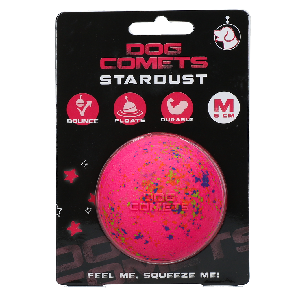 Hondenbal van Rubber, Roze M, 6 cm – Dog Comets Stardust Balle pour chien en caoutchouc, rose, M, 6 cm – Dog Comets Stardust