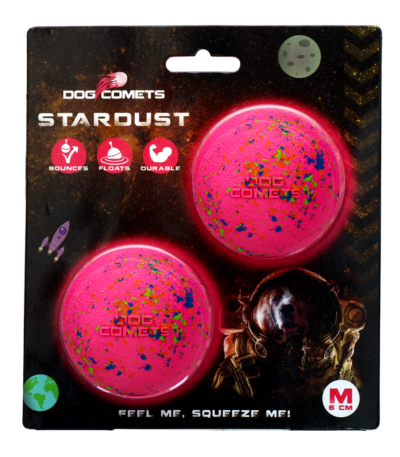 Balle pour chien en caoutchouc, rose, M, 6 cm, 2 pièces – Dog Comets Stardust