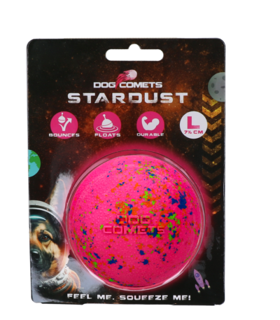 Balle pour chien en caoutchouc, rose, L, 7,5 cm – Dog Comets Stardust