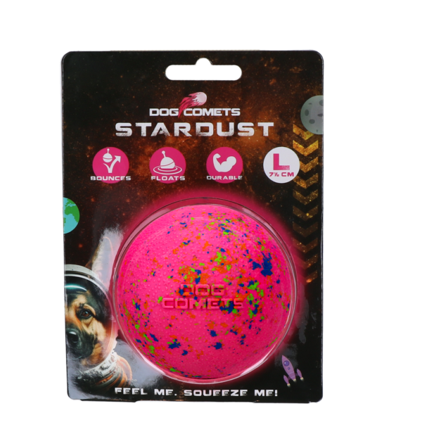 Balle pour chien en caoutchouc, rose, L, 7,5 cm – Dog Comets Stardust