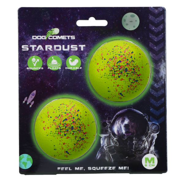 Balle pour chien en caoutchouc M, 6 cm, verte, 2 pièces – Dog Comets Stardust