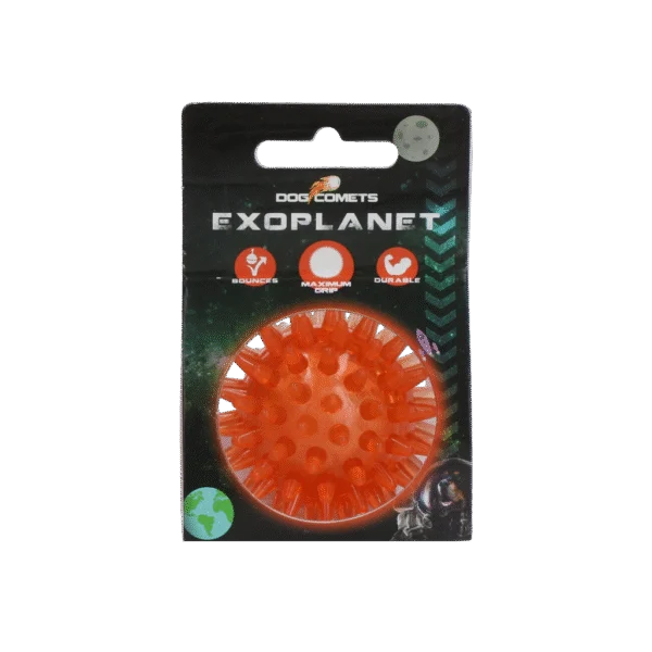 Balle pour chien à picots avec couineur, S 5 cm, orange – Dog Comets Exoplanet