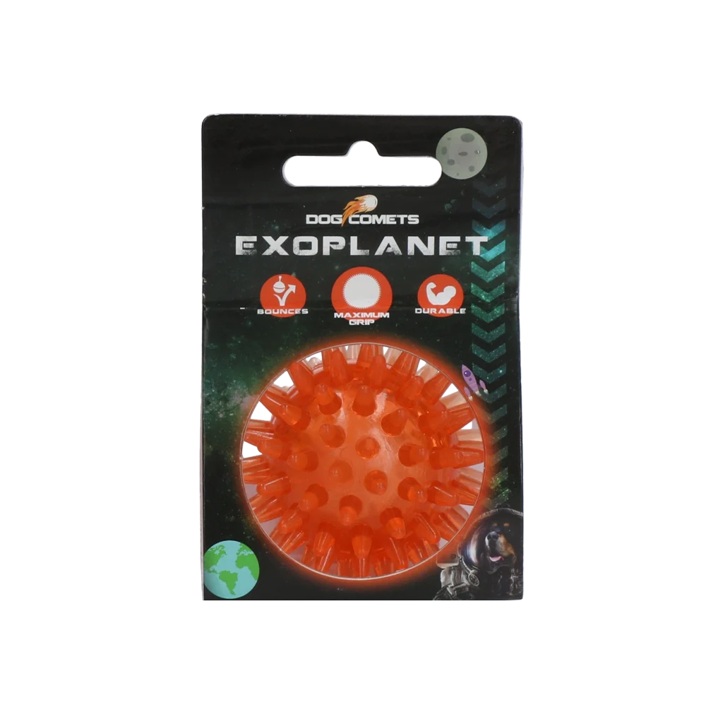 COME016A.png Balle pour chien à picots avec couineur, S 5 cm, orange – Dog Comets Exoplanet – Image 1