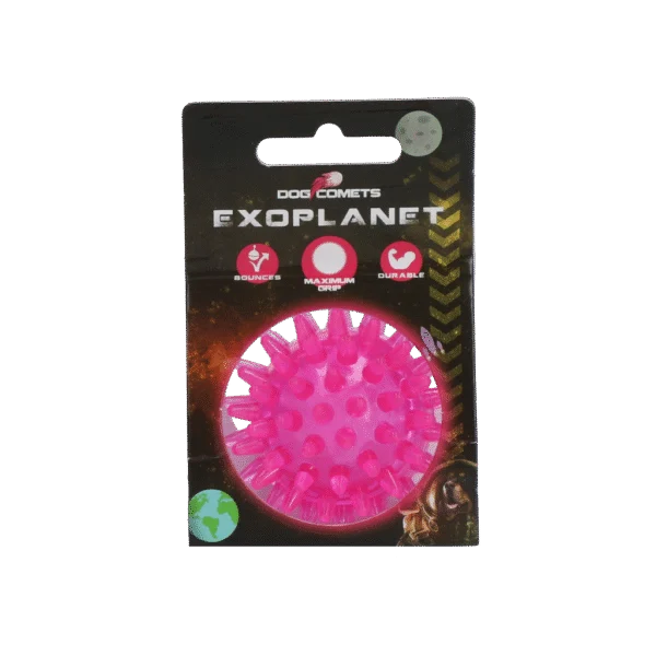 Balle pour chien à picots avec couineur, S 5 cm, rose – Dog Comets Exoplanet