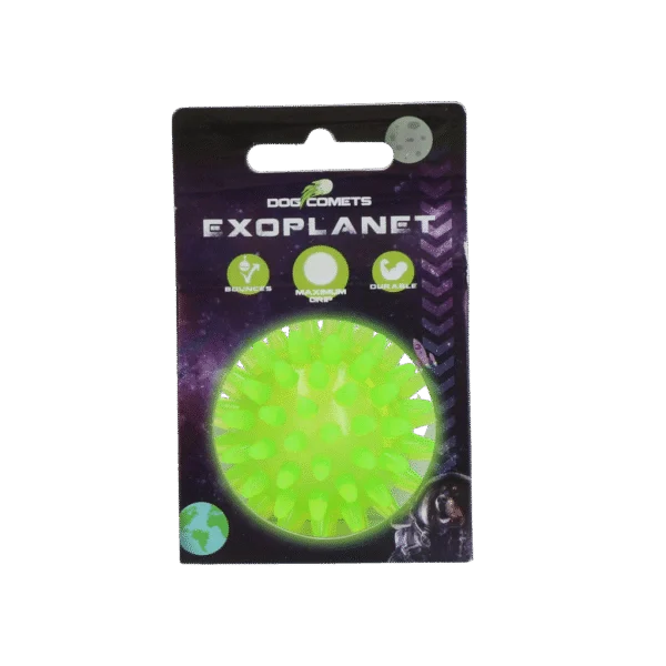 Balle pour chien à picots avec couineur, S 5 cm, verte – Dog Comets Exoplanet