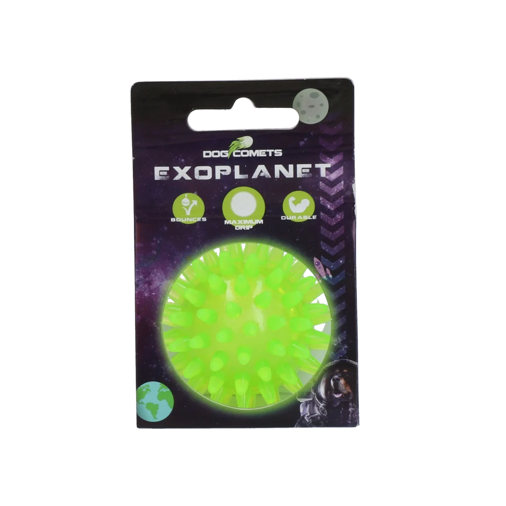 COME016C.png Balle pour chien à picots avec couineur, S 5 cm, verte – Dog Comets Exoplanet – Image 1