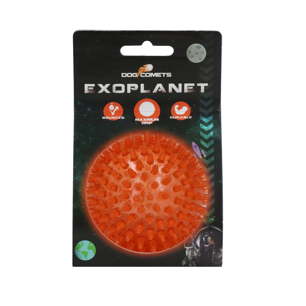 COME016H.png Balle pour chien à picots avec couineur, M 8 cm, orange – Dog Comets Exoplanet – Image 1