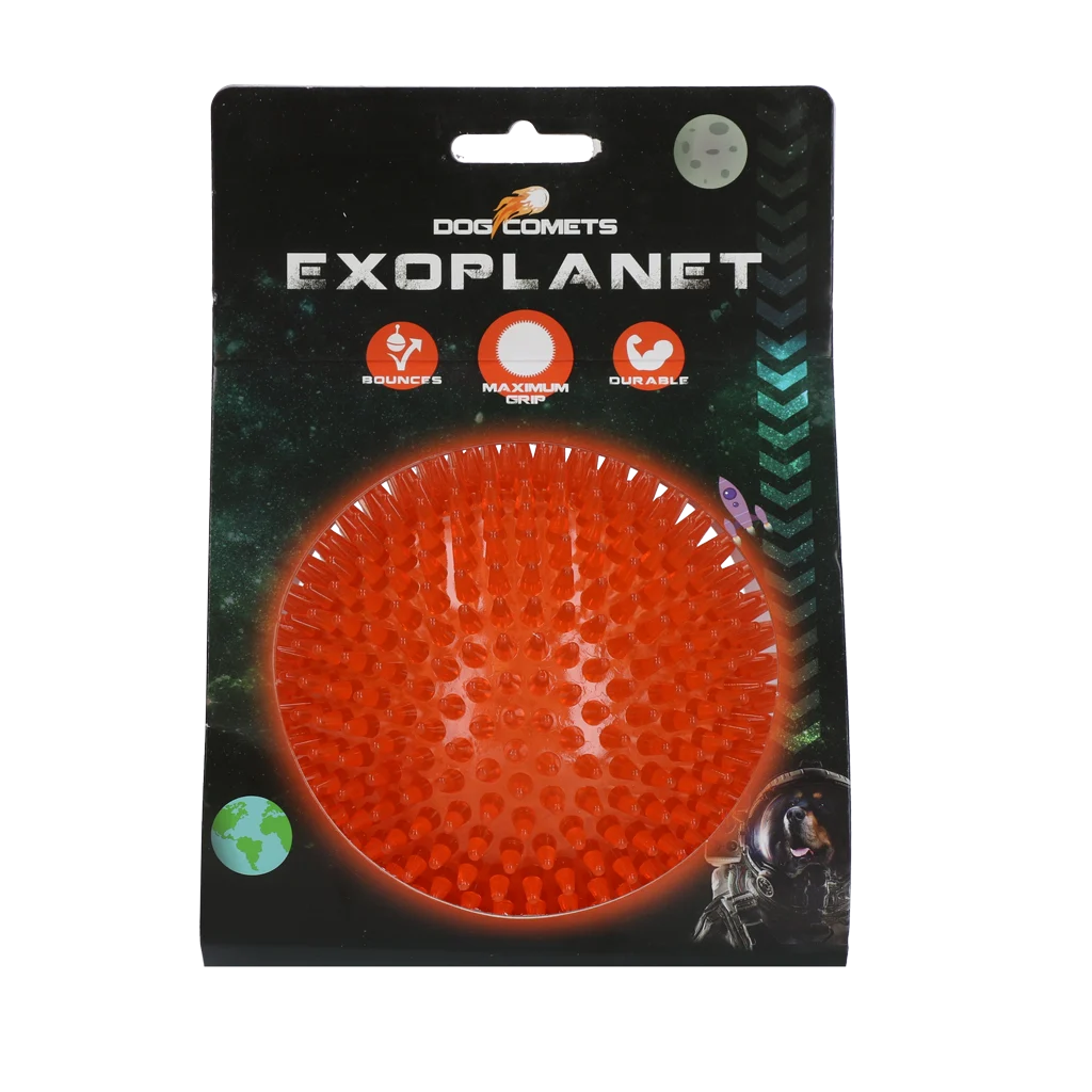 Balle hérisson pour chien avec couineur, orange L, 10,5 cm – Dog Comets Exoplanet – Image 1