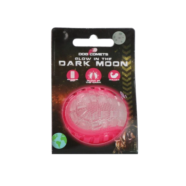 Balle pour chien avec partie lumineuse et couineur S, 5 cm, rose – Dog Comets Glow In The Dark Moon Bal