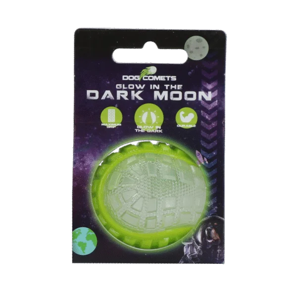 Balle pour chien avec partie lumineuse et couineur S, 5 cm, verte – Dog Comets Glow In The Dark Moon Bal