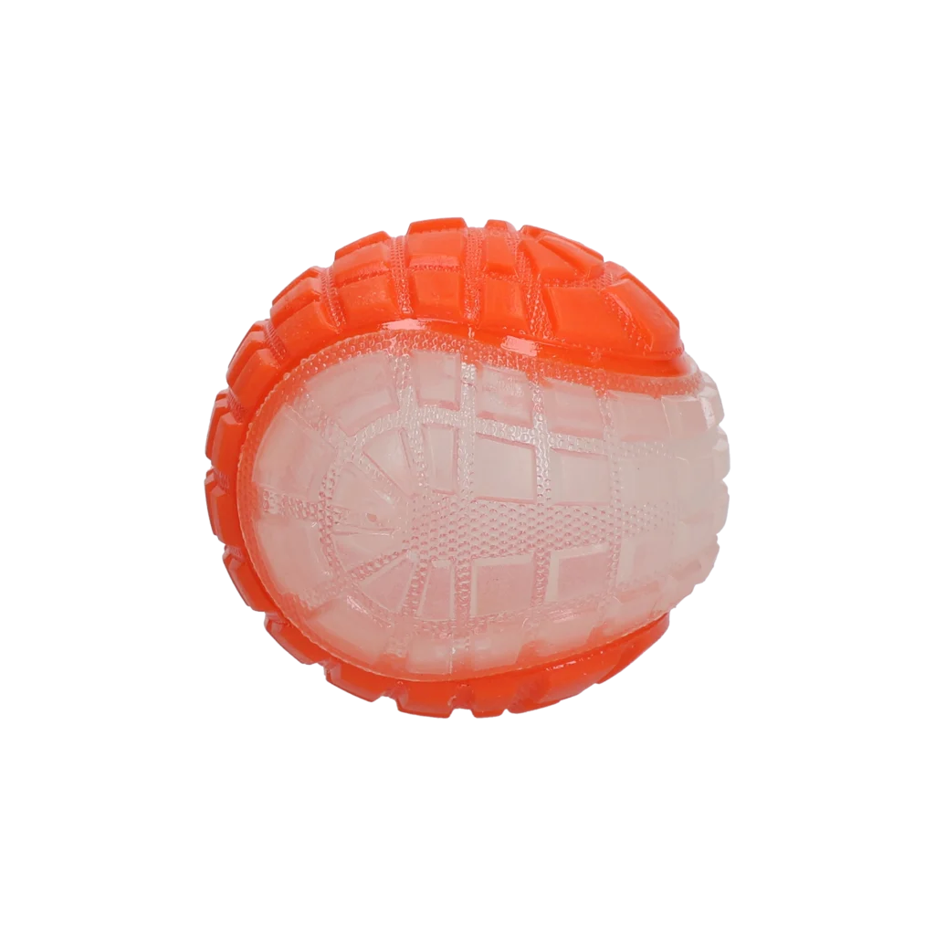 Balle lumineuse pour chien avec couineur, M 7,5 cm, orange – Dog Comets Glow In The Dark Moon Bal – Image 2