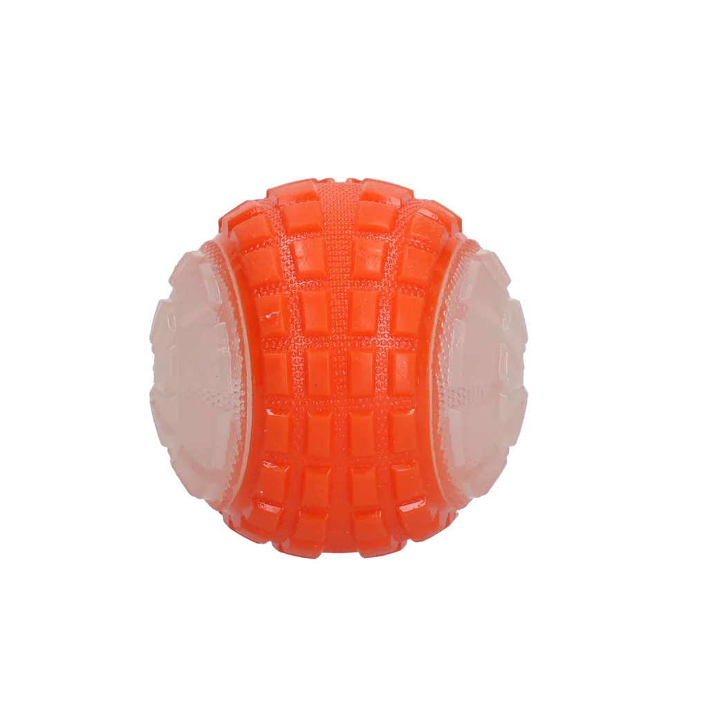 Balle lumineuse pour chien avec couineur, M 7,5 cm, orange – Dog Comets Glow In The Dark Moon Bal – Image 3