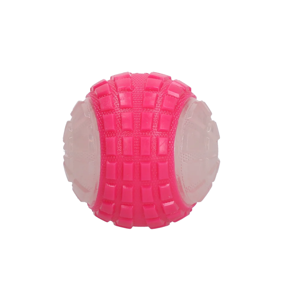 Balle pour chien lumineuse avec couineur M, 7,5 cm, rose – Dog Comets Glow In The Dark Moon Bal – Image 3