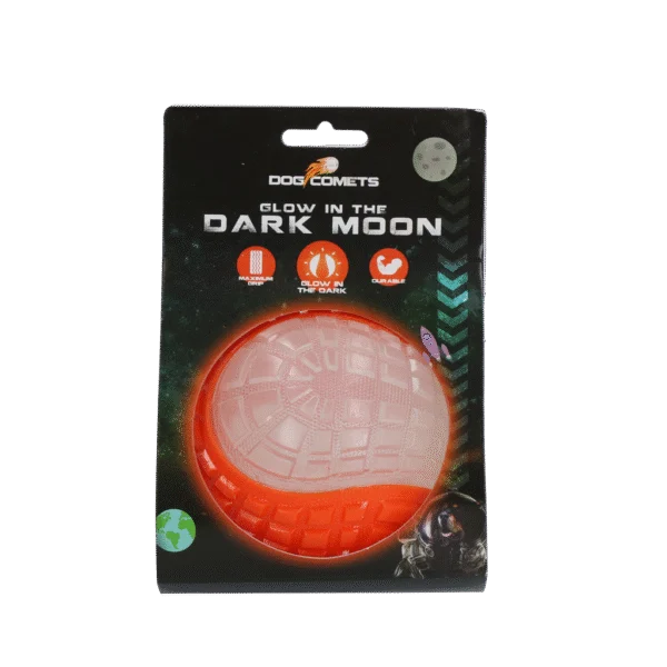 Balle pour chien lumineuse avec couineur, L 10 cm, orange – Dog Comets Glow In The Dark Moon Bal