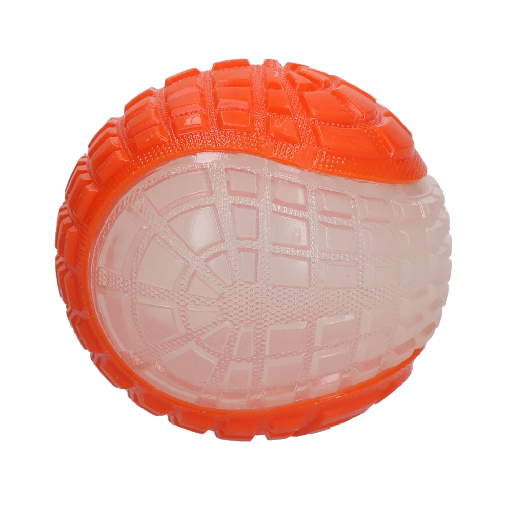 Balle pour chien lumineuse avec couineur, L 10 cm, orange – Dog Comets Glow In The Dark Moon Bal – Image 2