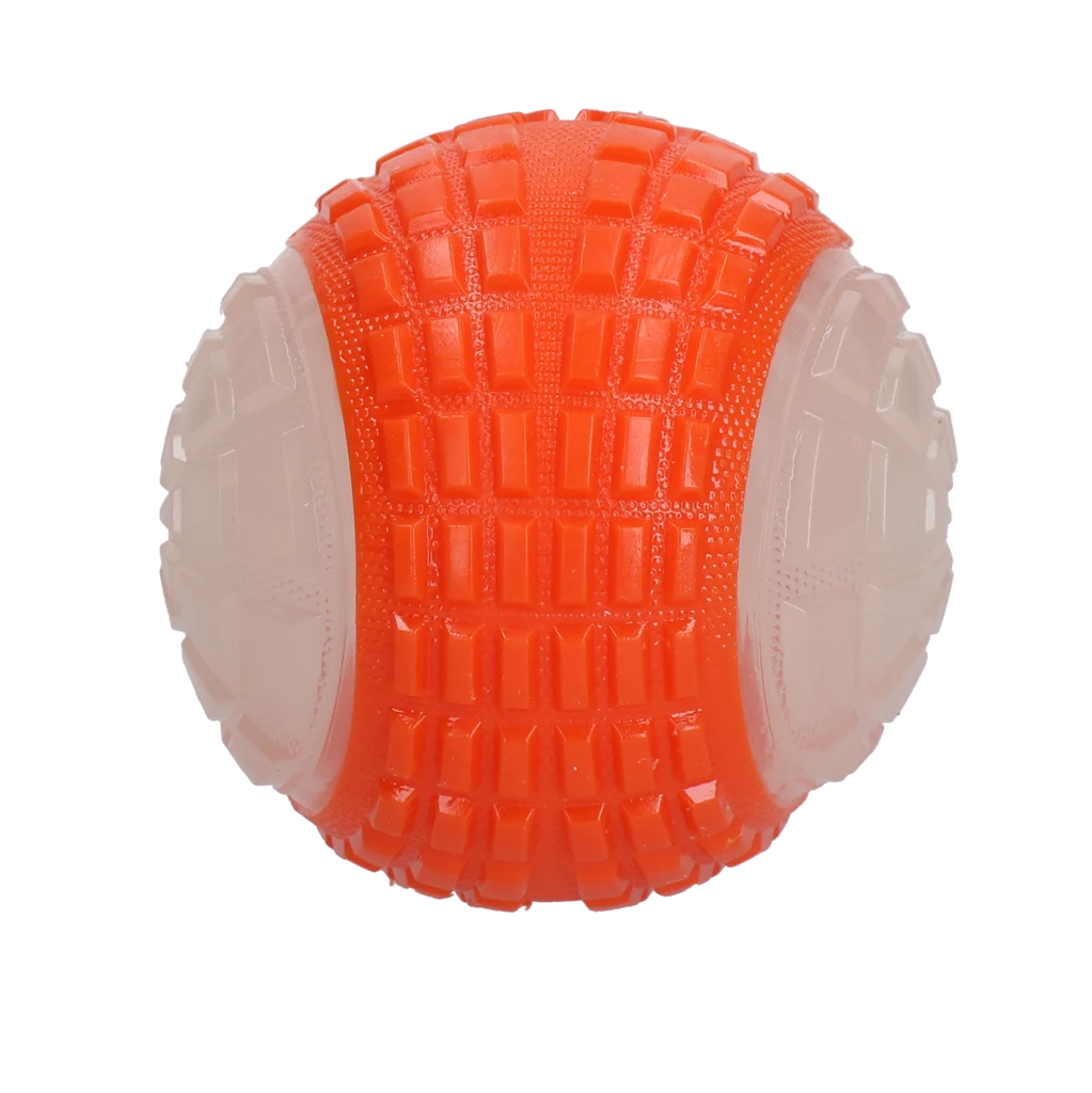 Balle pour chien lumineuse avec couineur, L 10 cm, orange – Dog Comets Glow In The Dark Moon Bal – Image 3