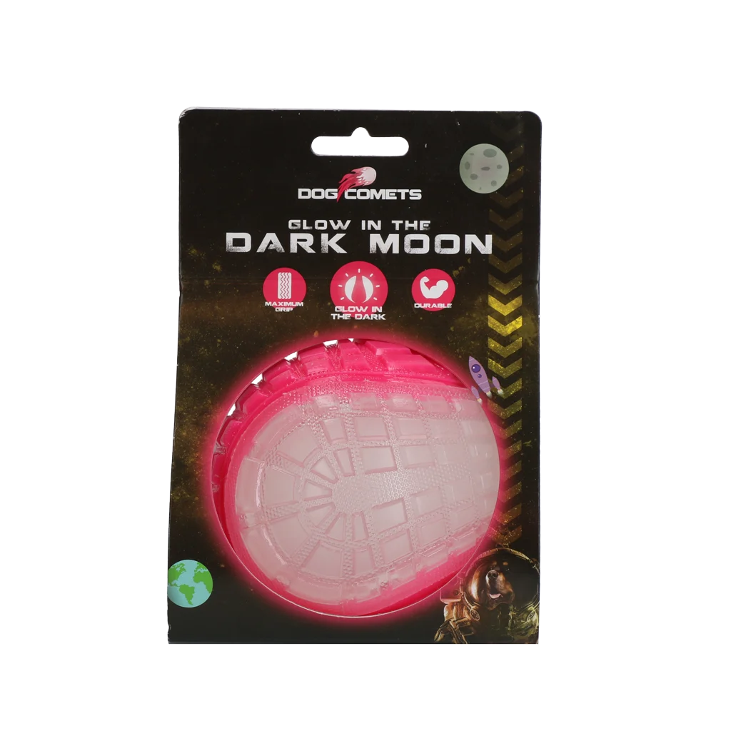Balle lumineuse pour chien avec couineur, L 10 cm, rose – Dog Comets Glow In The Dark Moon Bal – Image 1