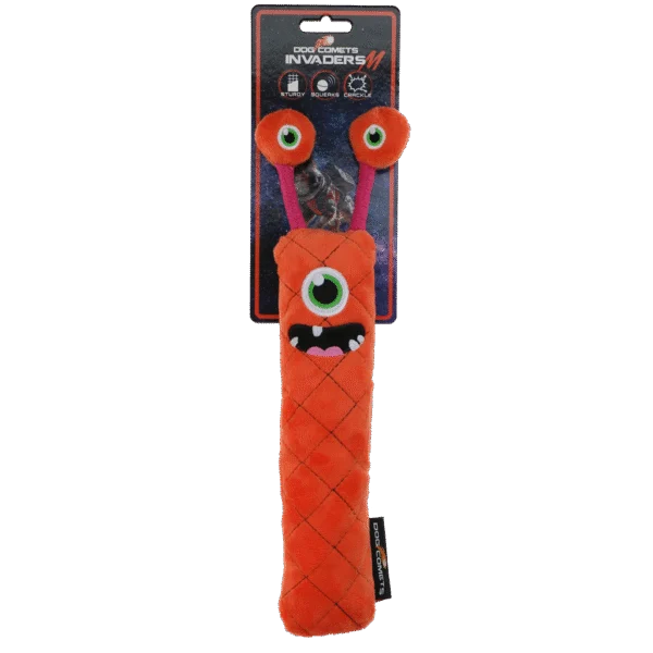 Jouet à lancer pour chien en peluche avec couineur, orange M, 22,5 cm – Dog Comets Invaders