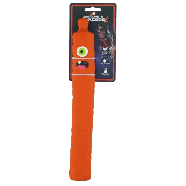 Jouet pour chien en latex avec pouic, orange L – Dog Comets Latex Invaders