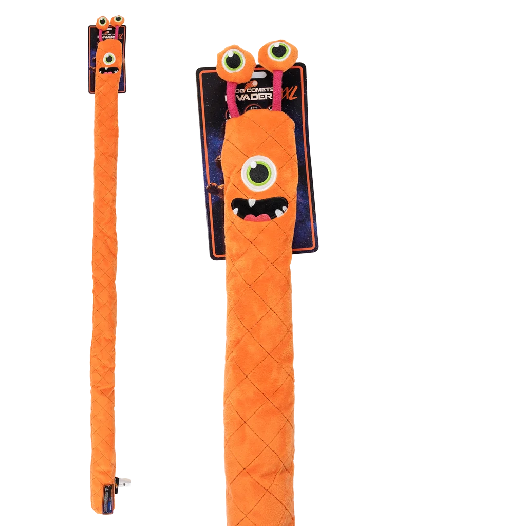 COME0181E.png Grande peluche pour chien avec 3 couineurs, orange, 150 cm – Dog Comets Invaders XXL – Image 1