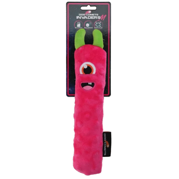 Bâton à rapporter pour chien en peluche avec couineur, rose M, 22,5 cm – Dog Comets Invaders
