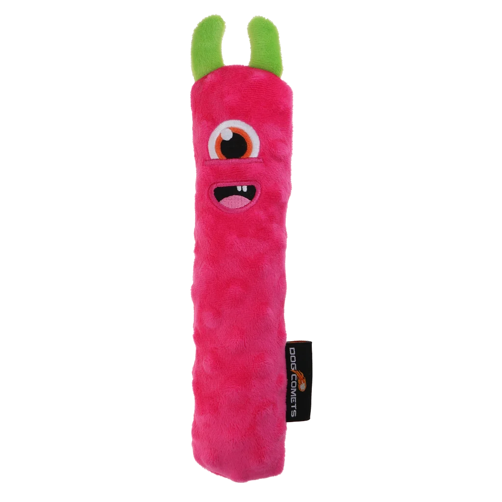 Bâton à rapporter pour chien en peluche avec couineur, rose M, 22,5 cm – Dog Comets Invaders – Image 2